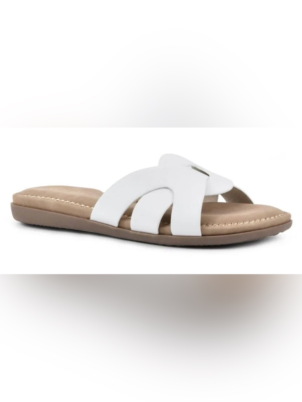 NIB Cliffs by White Mountain Fortunate White Slide Sandals Size 11